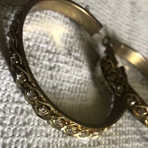 Gold Rhinestone Hoop Earings